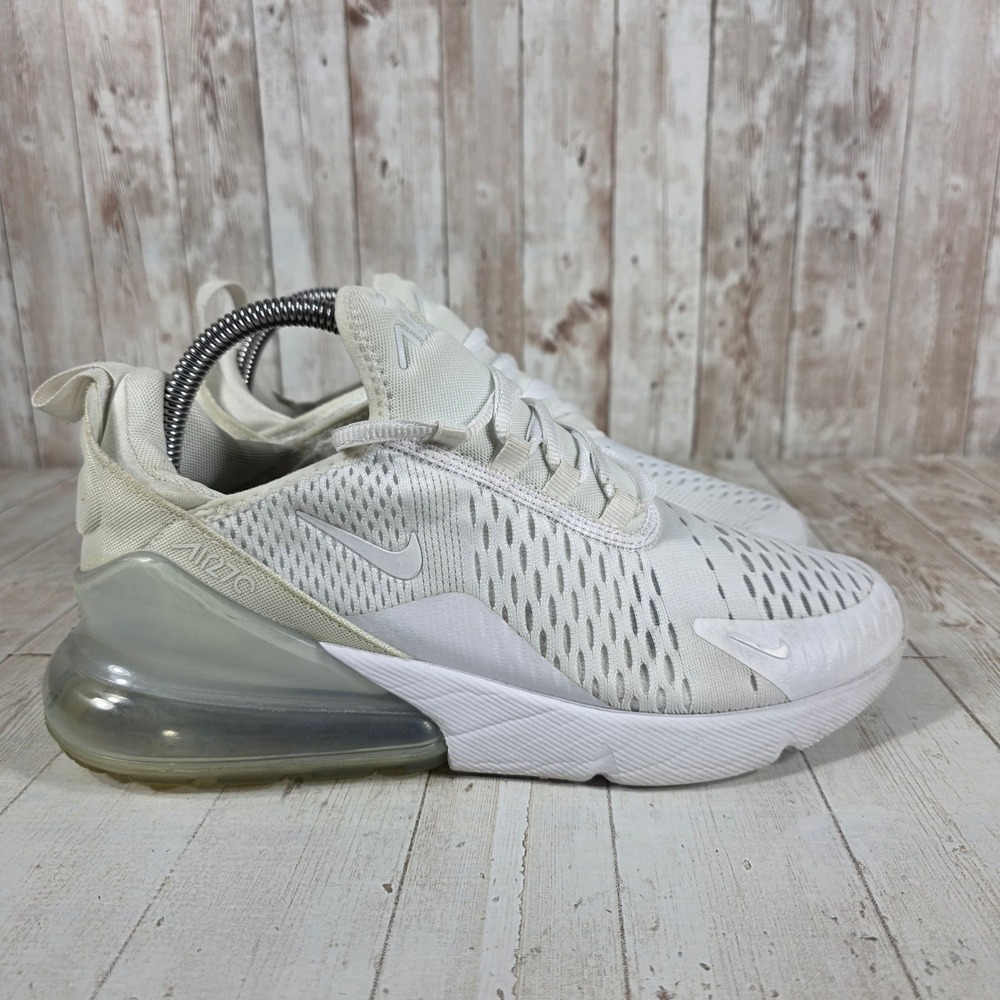 Nike Air Max 270 Triple White Sneakers 943345-103 Womens 8.5 / Youth 7Y